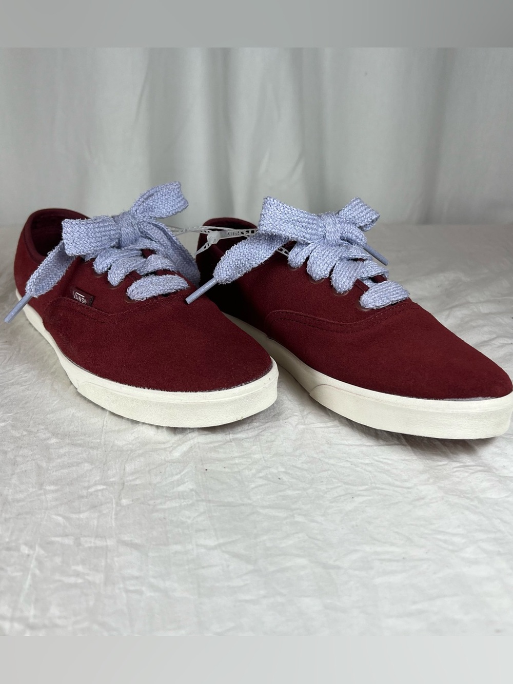 Van Authentic LowPro Burgundy Canvas Sneakers LightGray FatLaces Unisex M4.5/W6